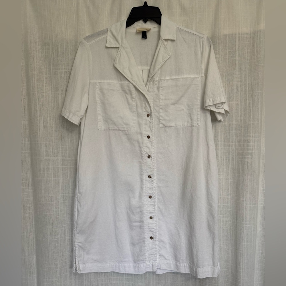 Universal Thread White Short-Sleeve Button-Front Shirt Dress Size XS-M Like New
